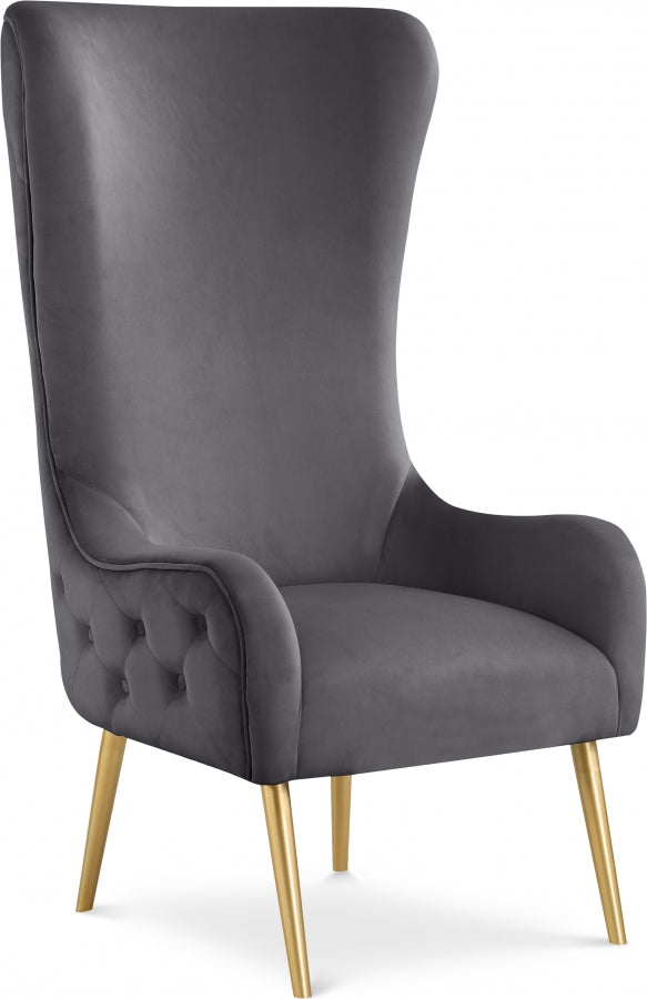 Alexander Velvet Upholstered Accent Chair in Grey - 536Grey
