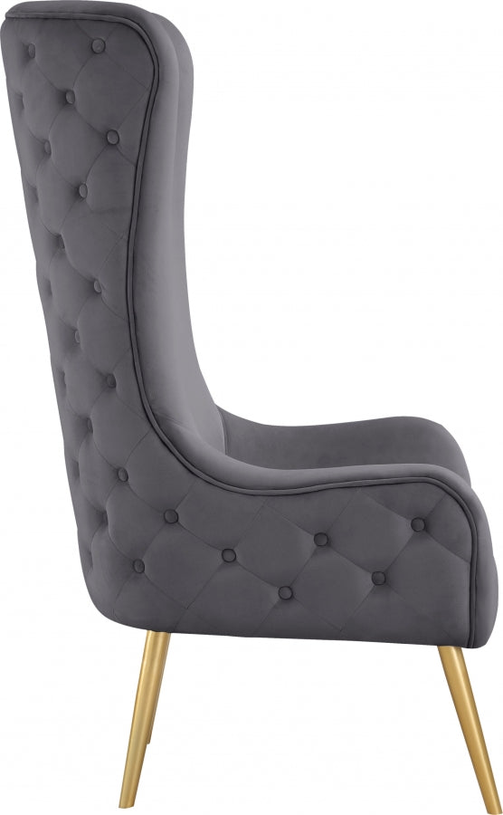 Alexander Velvet Upholstered Accent Chair in Grey - 536Grey