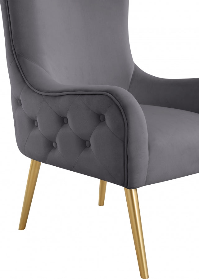 Alexander Velvet Upholstered Accent Chair in Grey - 536Grey