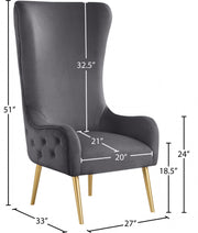 Alexander Velvet Upholstered Accent Chair in Grey - 536Grey
