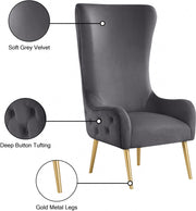Alexander Velvet Upholstered Accent Chair in Grey - 536Grey
