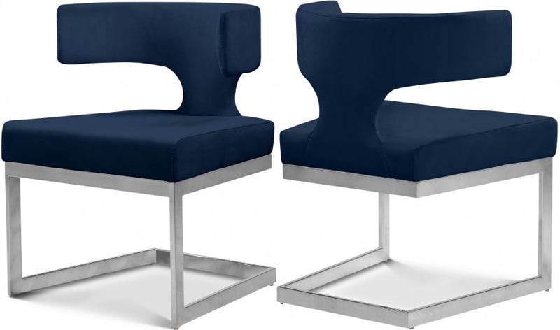 Alexandra Velvet Upholstered Dining Chair in Blue - 954Navy-C