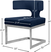 Alexandra Velvet Upholstered Dining Chair in Blue - 954Navy-C