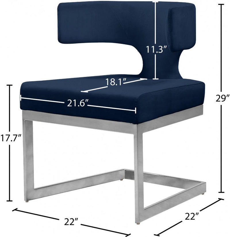 Alexandra Velvet Upholstered Dining Chair in Blue - 954Navy-C