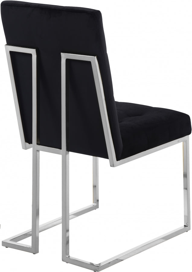 Alexis Velvet Upholstered Dining Chair in Black, Set of 2 - 731Black-C