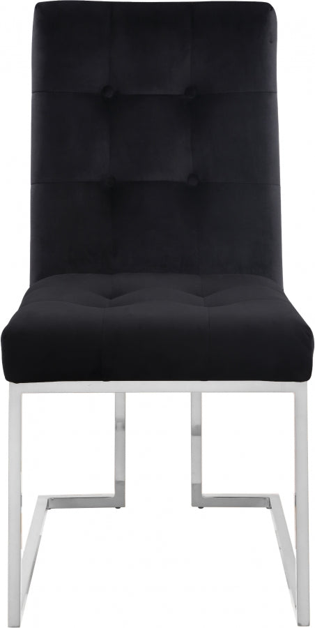 Alexis Velvet Upholstered Dining Chair in Black, Set of 2 - 731Black-C