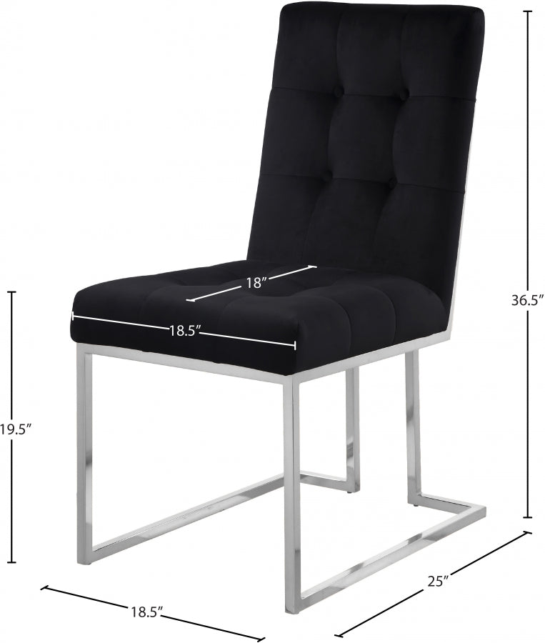 Alexis Velvet Upholstered Dining Chair in Black, Set of 2 - 731Black-C