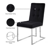 Alexis Velvet Upholstered Dining Chair in Black, Set of 2 - 731Black-C