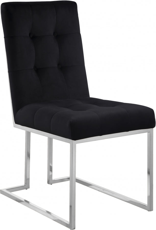 Alexis Velvet Upholstered Dining Chair in Black, Set of 2 - 731Black-C