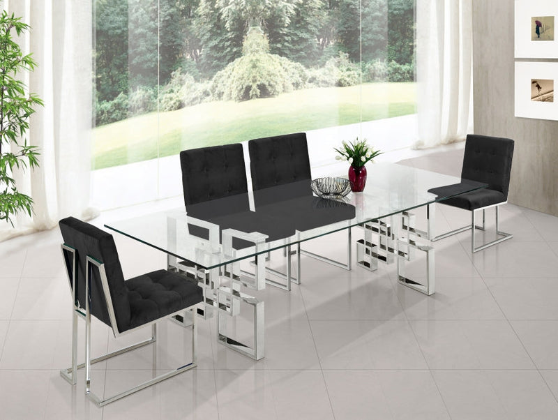 Alexis Velvet Upholstered Dining Chair in Black, Set of 2 - 731Black-C