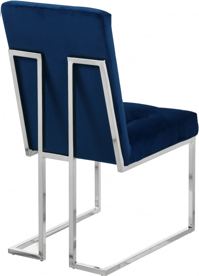Alexis Velvet Upholstered Dining Chair in Blue, Set of 2 - 731Navy-C
