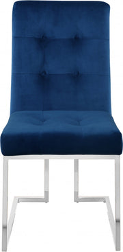 Alexis Velvet Upholstered Dining Chair in Blue, Set of 2 - 731Navy-C