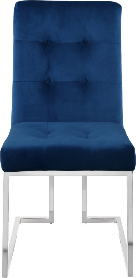 Alexis Velvet Upholstered Dining Chair in Blue, Set of 2 - 731Navy-C
