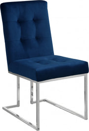 Alexis Velvet Upholstered Dining Chair in Blue, Set of 2 - 731Navy-C