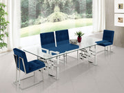 Alexis Velvet Upholstered Dining Chair in Blue, Set of 2 - 731Navy-C