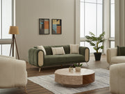 Alfa 3-pieces (Sofa & Loveseat & Chair) Livingroom Set in Cream - Brown - 200-SIM-ALF-CALVE03-CALVE10-321