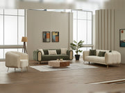 Alfa 3-pieces (Sofa & Loveseat & Chair) Livingroom Set in Cream - Green - 200-SIM-ALF-CALVE03-CALVE14-321
