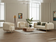 Alfa 3-pieces (Sofa & Loveseat & Chair) Livingroom Set in Cream - Green - 200-SIM-ALF-CALVE03-CALVE14-321