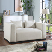 Alfie 67" Linen Textured Fabric Upholstered Loveseat in Beige - 642Beige-L