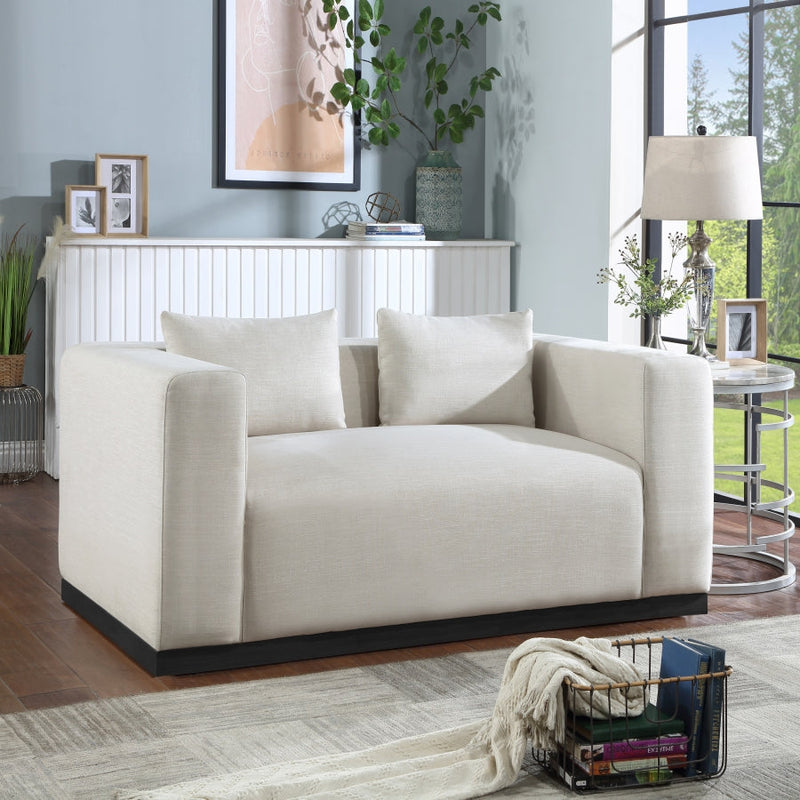 Alfie 67" Linen Textured Fabric Upholstered Loveseat in Beige - 642Beige-L