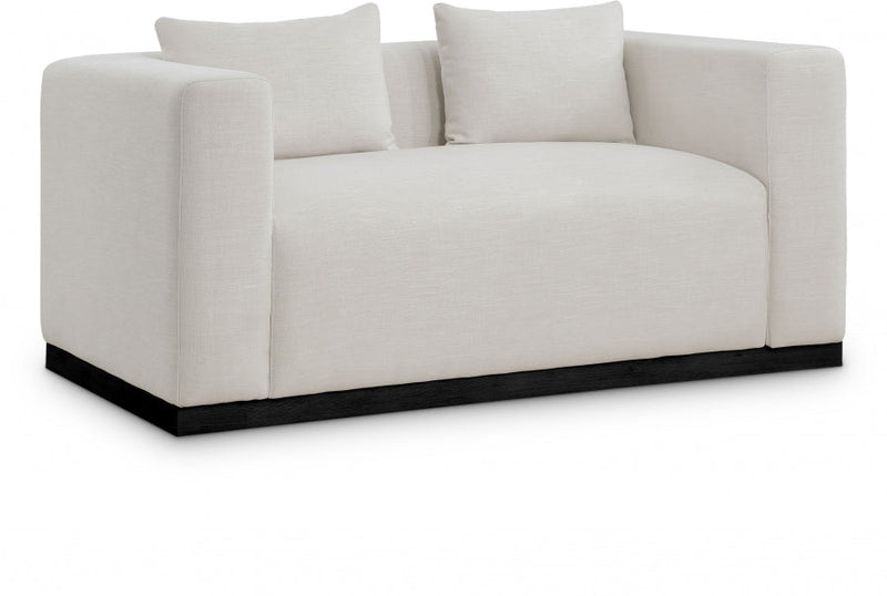 Alfie 67" Linen Textured Fabric Upholstered Loveseat in Beige - 642Beige-L