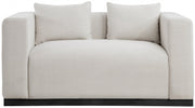 Alfie 67" Linen Textured Fabric Upholstered Loveseat in Beige - 642Beige-L