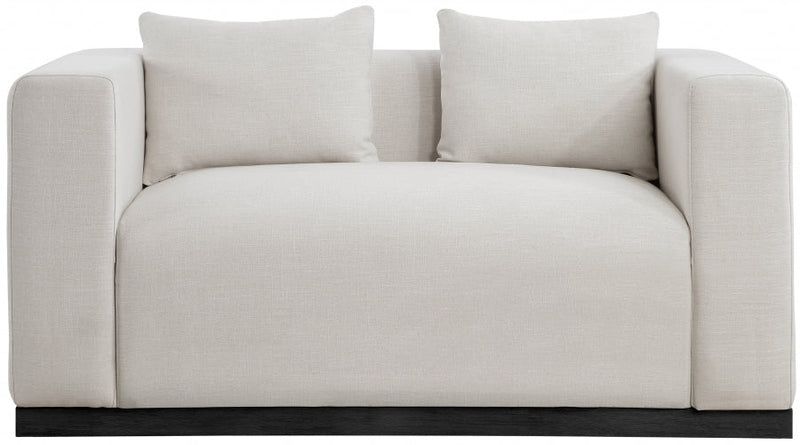 Alfie 67" Linen Textured Fabric Upholstered Loveseat in Beige - 642Beige-L