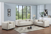 Alfie 67" Linen Textured Fabric Upholstered Loveseat in Beige - 642Beige-L