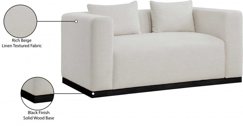 Alfie 67" Linen Textured Fabric Upholstered Loveseat in Beige - 642Beige-L
