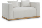 Alfie 67" Linen Textured Fabric Upholstered Loveseat in Cream - 642Cream-L