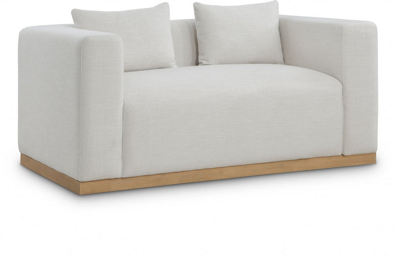 Alfie 67" Linen Textured Fabric Upholstered Loveseat in Cream - 642Cream-L