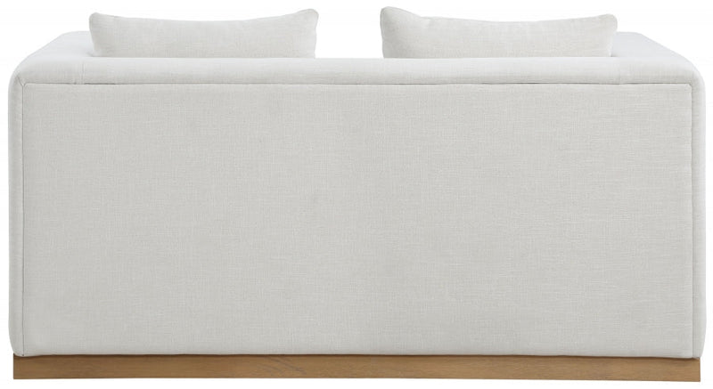 Alfie 67" Linen Textured Fabric Upholstered Loveseat in Cream - 642Cream-L