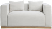 Alfie 67" Linen Textured Fabric Upholstered Loveseat in Cream - 642Cream-L