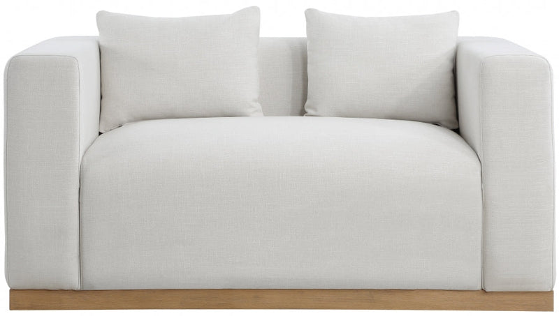 Alfie 67" Linen Textured Fabric Upholstered Loveseat in Cream - 642Cream-L