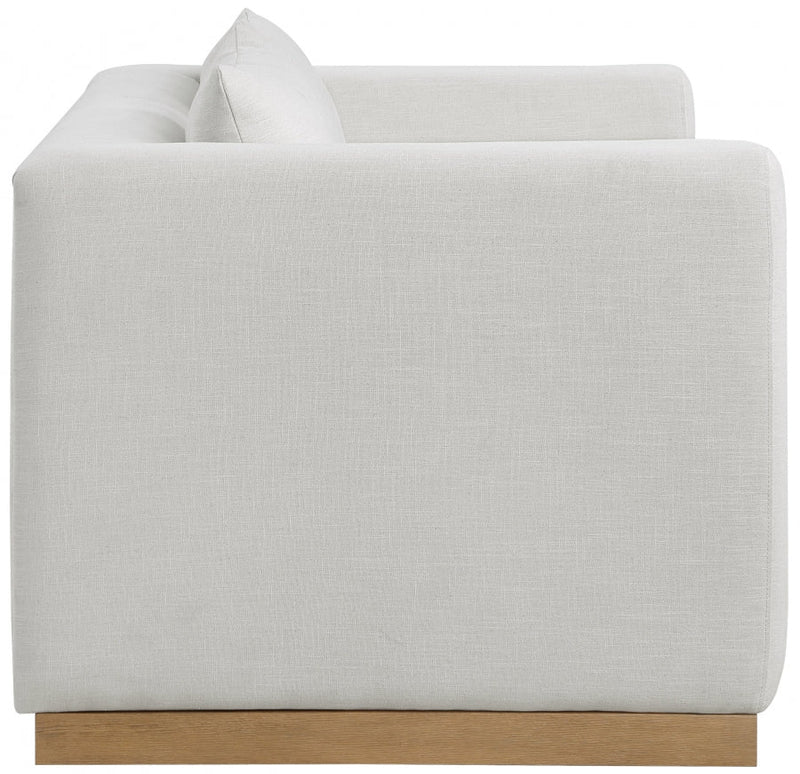 Alfie 67" Linen Textured Fabric Upholstered Loveseat in Cream - 642Cream-L