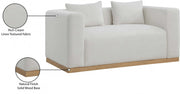 Alfie 67" Linen Textured Fabric Upholstered Loveseat in Cream - 642Cream-L