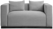 Alfie 67" Linen Textured Fabric Upholstered Loveseat in Grey - 642Grey-L