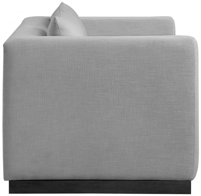 Alfie 67" Linen Textured Fabric Upholstered Loveseat in Grey - 642Grey-L