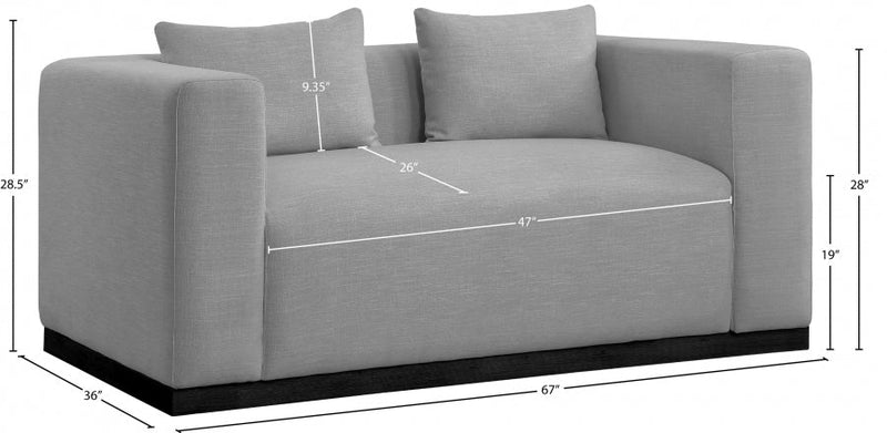 Alfie 67" Linen Textured Fabric Upholstered Loveseat in Grey - 642Grey-L