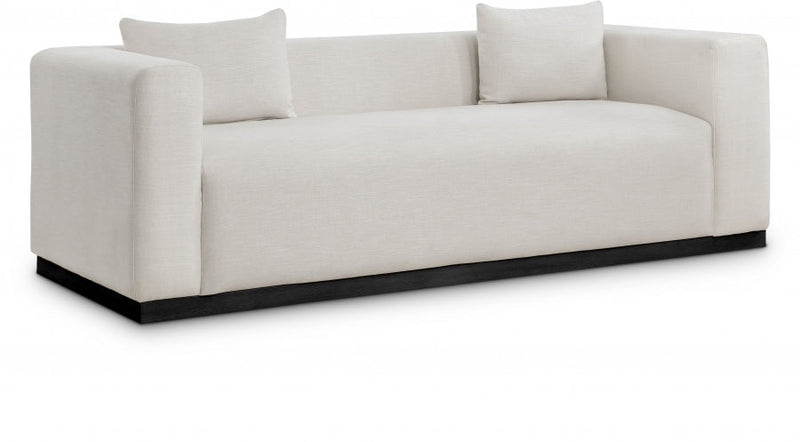 Alfie 90.5" Linen Textured Fabric Upholstered Sofa in Beige - 642Beige-S