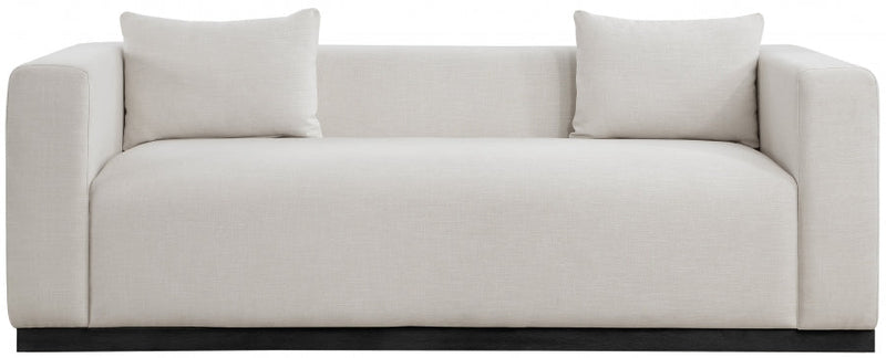 Alfie 90.5" Linen Textured Fabric Upholstered Sofa in Beige - 642Beige-S