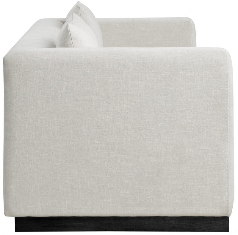 Alfie 90.5" Linen Textured Fabric Upholstered Sofa in Beige - 642Beige-S