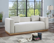 Alfie 90.5" Linen Textured Fabric Upholstered Sofa in Cream - 642Cream-S