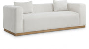 Alfie 90.5" Linen Textured Fabric Upholstered Sofa in Cream - 642Cream-S