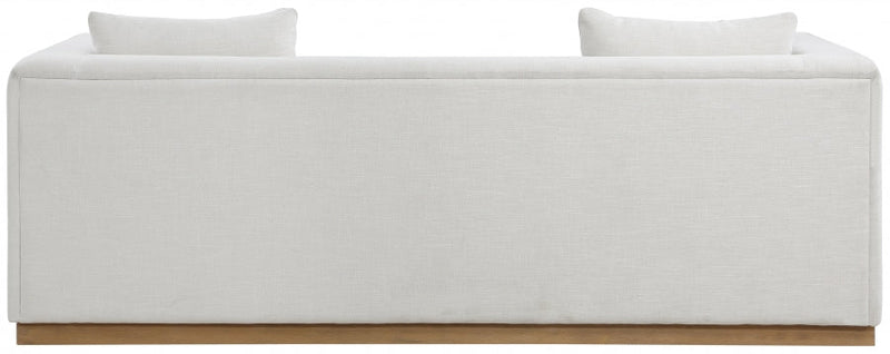 Alfie 90.5" Linen Textured Fabric Upholstered Sofa in Cream - 642Cream-S
