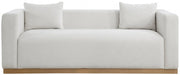 Alfie 90.5" Linen Textured Fabric Upholstered Sofa in Cream - 642Cream-S