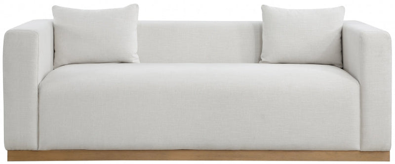 Alfie 90.5" Linen Textured Fabric Upholstered Sofa in Cream - 642Cream-S