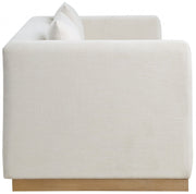 Alfie 90.5" Linen Textured Fabric Upholstered Sofa in Cream - 642Cream-S
