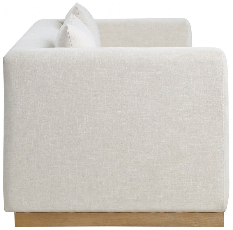 Alfie 90.5" Linen Textured Fabric Upholstered Sofa in Cream - 642Cream-S