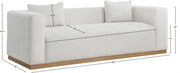 Alfie 90.5" Linen Textured Fabric Upholstered Sofa in Cream - 642Cream-S